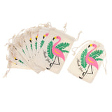 Maxbell 10pcs Flamingo Cotton Linen Sack Jewelry Pouch Drawstring Bag Wedding Favor