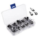Maxbell 80Pcs/box Heavy Duty Sea Boat Fishing Rod Guides Top Tips Pole Rod Eye Rings, 10 Mixed Sizes