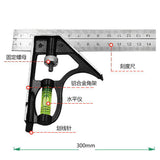 Maxbell Combination Square and Protractor 12-Inch 300mm Metal Right Angle Ruler Adjustable Tools