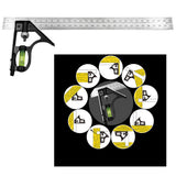 Maxbell Combination Square and Protractor 12-Inch 300mm Metal Right Angle Ruler Adjustable Tools