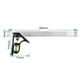 Maxbell Combination Square and Protractor 12-Inch 300mm Metal Right Angle Ruler Adjustable Tools