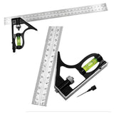 Maxbell Combination Square and Protractor 12-Inch 300mm Metal Right Angle Ruler Adjustable Tools