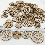 Maxbell 50 Pieces Unfinished Wood Hollow Gear Tags Cutout Wooden Pieces Embellishments