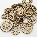 Maxbell 50 Pieces Unfinished Wood Hollow Gear Tags Cutout Wooden Pieces Embellishments