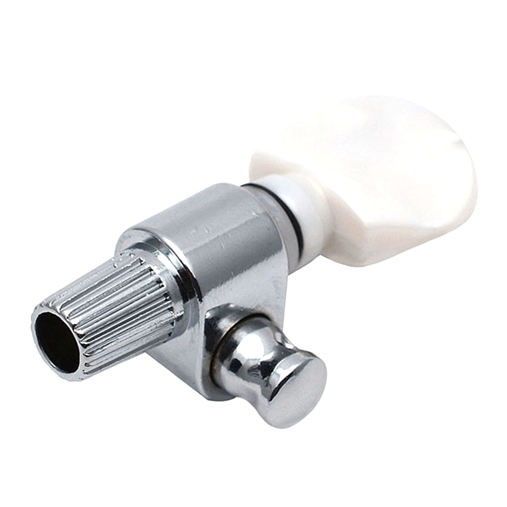 Maxbell Chrome Banjo 5th Geared Tuning Peg Tuner Machine Head with White Pearl Button