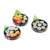 Maxbell 3pieces 1/6 scale Dolls House Miniatures Kitchen Decor Vivid Japanese Food Sushi Toys - Round Plate