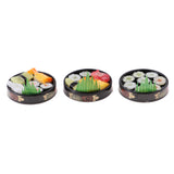 Maxbell 3pieces 1/6 scale Dolls House Miniatures Kitchen Decor Vivid Japanese Food Sushi Toys - Round Plate