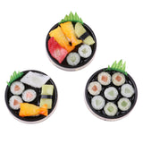 Maxbell 3pieces 1/6 scale Dolls House Miniatures Kitchen Decor Vivid Japanese Food Sushi Toys - Round Plate