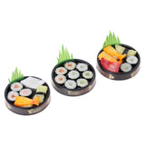 Maxbell 3pieces 1/6 scale Dolls House Miniatures Kitchen Decor Vivid Japanese Food Sushi Toys - Round Plate