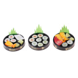 Maxbell 3pieces 1/6 scale Dolls House Miniatures Kitchen Decor Vivid Japanese Food Sushi Toys - Round Plate