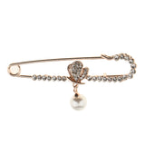 Maxbell Large Gold Plated Metal Kilt Scarf Brooch Safety Rhinestone Pearl Brooch Pin