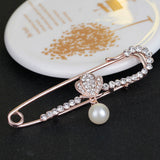 Maxbell Large Gold Plated Metal Kilt Scarf Brooch Safety Rhinestone Pearl Brooch Pin