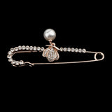 Maxbell Large Gold Plated Metal Kilt Scarf Brooch Safety Rhinestone Pearl Brooch Pin