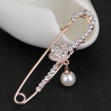 Maxbell Large Gold Plated Metal Kilt Scarf Brooch Safety Rhinestone Pearl Brooch Pin