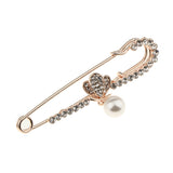 Maxbell Large Gold Plated Metal Kilt Scarf Brooch Safety Rhinestone Pearl Brooch Pin