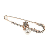 Maxbell Large Gold Plated Metal Kilt Scarf Brooch Safety Rhinestone Pearl Brooch Pin