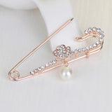 Maxbell Large Gold Plated Metal Kilt Scarf Brooch Safety Rhinestone Pearl Brooch Pin