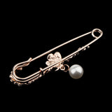 Maxbell Large Gold Plated Metal Kilt Scarf Brooch Safety Rhinestone Pearl Brooch Pin