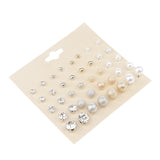 Maxbell 20 Pairs Assorted Size Stud Earring Crystal Pearl Ball Ear Stud Jewelry Set