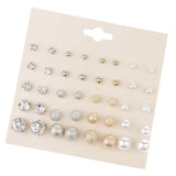 Maxbell 20 Pairs Assorted Size Stud Earring Crystal Pearl Ball Ear Stud Jewelry Set