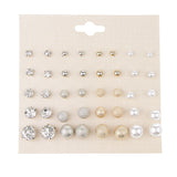 Maxbell 20 Pairs Assorted Size Stud Earring Crystal Pearl Ball Ear Stud Jewelry Set