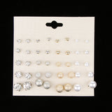 Maxbell 20 Pairs Assorted Size Stud Earring Crystal Pearl Ball Ear Stud Jewelry Set