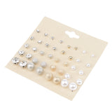 Maxbell 20 Pairs Assorted Size Stud Earring Crystal Pearl Ball Ear Stud Jewelry Set