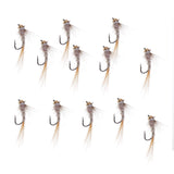 Maxbell Fly Fishing Trout Flies Ribbed Ear Trout Wet Fly - Nymph with Brass Bead Head - One Dozen Wet Flies