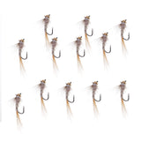 Maxbell Fly Fishing Trout Flies Ribbed Ear Trout Wet Fly - Nymph with Brass Bead Head - One Dozen Wet Flies