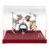 Maxbell 14*10*10cm Copper Drum Kit Display Box Set Model for Dolls House Action Figures Decoration Accessory