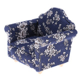 Maxbell 1/12 Wood Sofa Couch Cushions Set Dollhouse Living Room Furniture Accessories Decoration Dark Blue