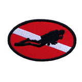 Maxbell Ellipse Diver Down Flag Patch Patches Backpack Badge Scuba Diving Dive Iron On Embroidered