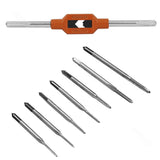 Maxbell 7 Pieces M1.1-M2.5 Portable Machine Hand Screw Thread Metric Plug Tap Drill Set and M1-M8 Adjustable Ratchet Wrench Tap Hand Tool