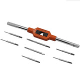 Maxbell 7 Pieces M1.1-M2.5 Portable Machine Hand Screw Thread Metric Plug Tap Drill Set and M1-M8 Adjustable Ratchet Wrench Tap Hand Tool