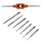 Maxbell 7 Pieces M1.1-M2.5 Portable Machine Hand Screw Thread Metric Plug Tap Drill Set and M1-M8 Adjustable Ratchet Wrench Tap Hand Tool