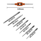 Maxbell 7 Pieces M1.1-M2.5 Portable Machine Hand Screw Thread Metric Plug Tap Drill Set and M1-M8 Adjustable Ratchet Wrench Tap Hand Tool