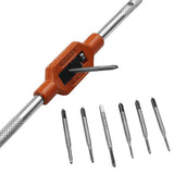 Maxbell 7 Pieces M1.1-M2.5 Portable Machine Hand Screw Thread Metric Plug Tap Drill Set and M1-M8 Adjustable Ratchet Wrench Tap Hand Tool