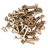 Maxbell 50 Pieces Mixed Unfinished Wood Key Shapes Wood Pieces for Cardmaking Scrapbooking