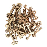 Maxbell 50 Pieces Mixed Unfinished Wood Key Shapes Wood Pieces for Cardmaking Scrapbooking