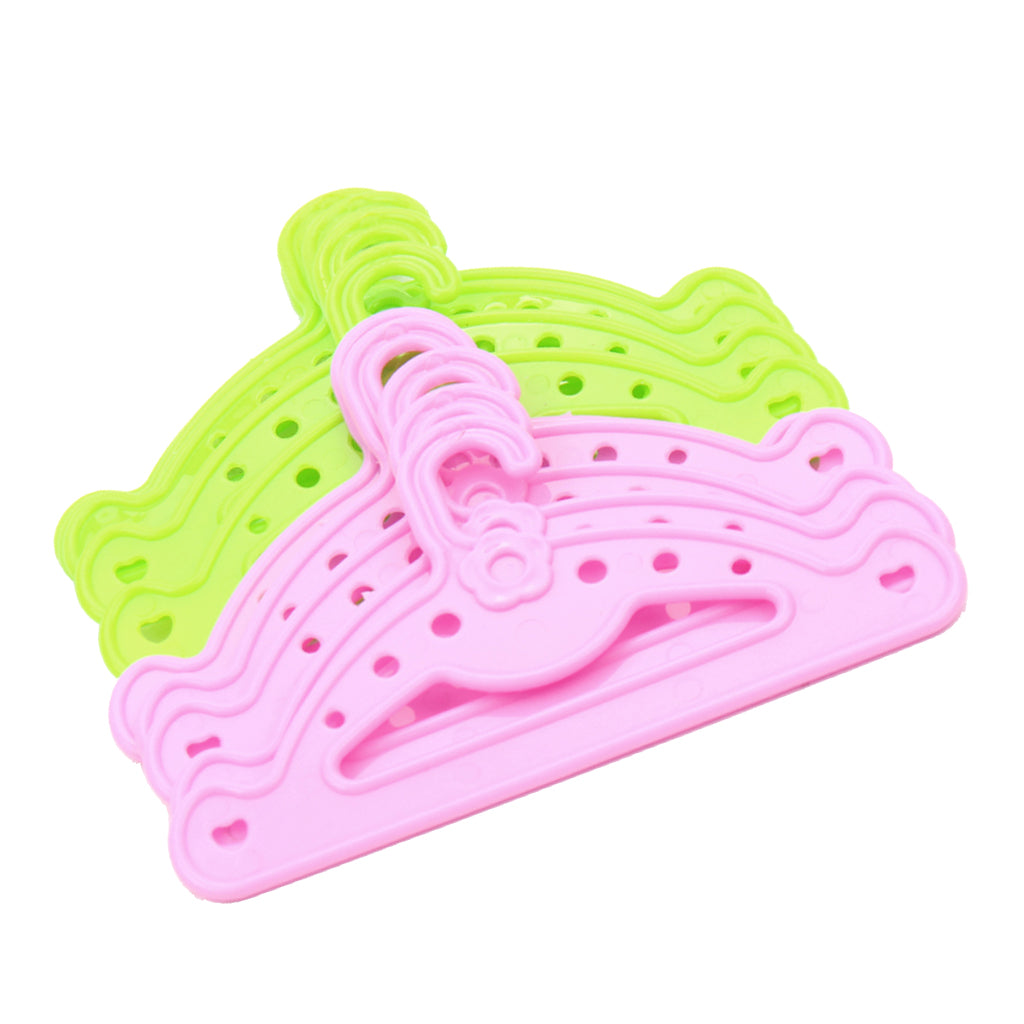 Maxbell 10 Piece Hangers for 18 Inch American Girl Dolls- 5 PCS Pink And 5 PCS Green- For 18 Inch Dolls Clothes Hangers