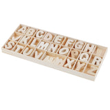Maxbell 156 Pieces Craft Wood Letters, Natural Colors, Wood Alphabet, 0.91x0.67inch Letters Flatback for Scrapbooking Decoration Kids Learning Toys Package In Wooden Tray