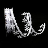 Maxbell 5 Meters 1" 25mm White Winter Christmas Snowflake Decoration Trimming Craft Ribbon DIY Card Making Gift Wrapping Xmas Tree Decoration