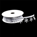 Maxbell 5 Meters 1" 25mm White Winter Christmas Snowflake Decoration Trimming Craft Ribbon DIY Card Making Gift Wrapping Xmas Tree Decoration