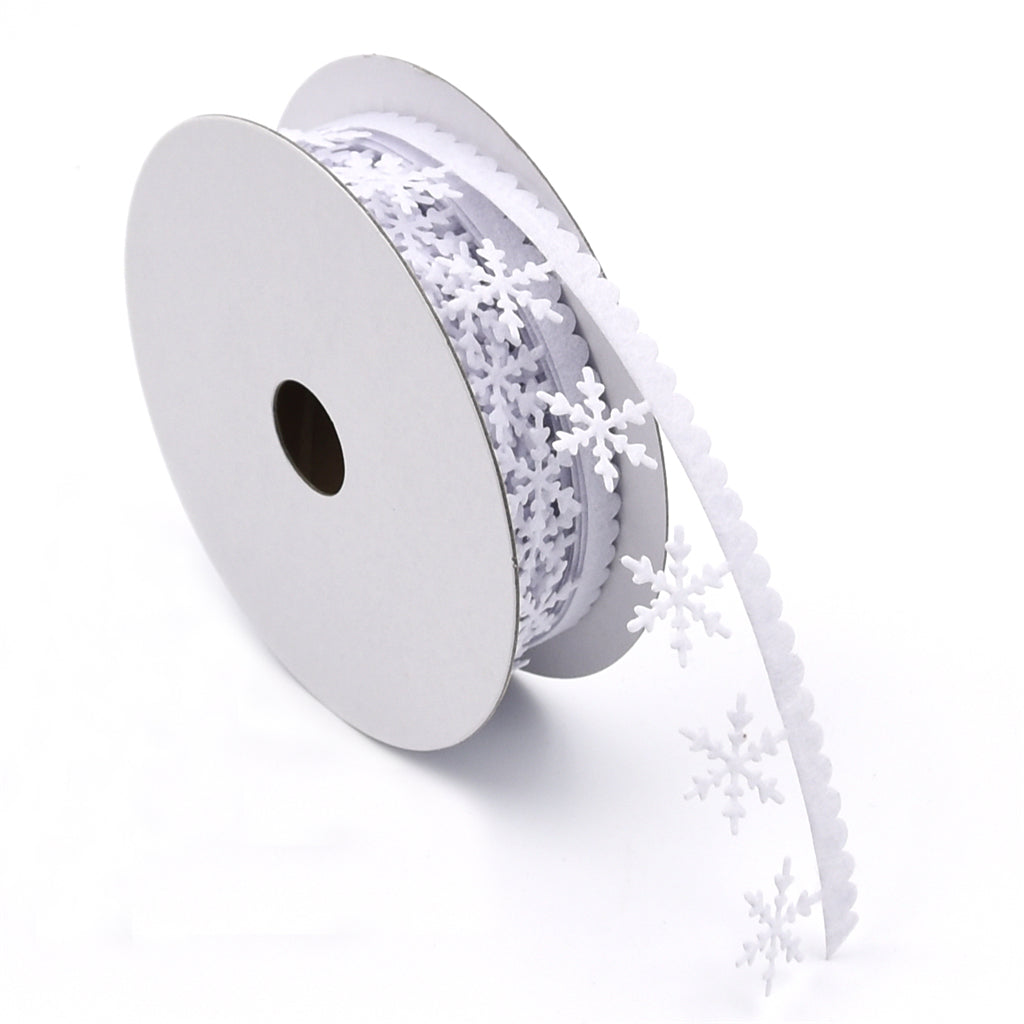 Maxbell 5 Meters 1" 25mm White Winter Christmas Snowflake Decoration Trimming Craft Ribbon DIY Card Making Gift Wrapping Xmas Tree Decoration