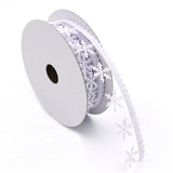 Maxbell 5 Meters 1" 25mm White Winter Christmas Snowflake Decoration Trimming Craft Ribbon DIY Card Making Gift Wrapping Xmas Tree Decoration
