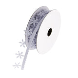 Maxbell 5 Meters 1" 25mm White Winter Christmas Snowflake Decoration Trimming Craft Ribbon DIY Card Making Gift Wrapping Xmas Tree Decoration