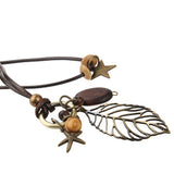 Maxbell Long Necklace Boho Filigree Leaf 30'' Cord Lady Girls Valentine's Day Gifts