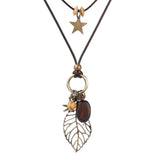 Maxbell Long Necklace Boho Filigree Leaf 30'' Cord Lady Girls Valentine's Day Gifts