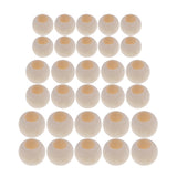 Maxbell 30 Pieces Large Hole BOHO Style Natural Color Wood Round Spacer Beads Bulk Lots for Jewelry Making Craft DIY Macrame Bracelet Necklace Accessories 20mm 25mm 30mm Mixed