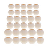Maxbell 30 Pieces Large Hole BOHO Style Natural Color Wood Round Spacer Beads Bulk Lots for Jewelry Making Craft DIY Macrame Bracelet Necklace Accessories 20mm 25mm 30mm Mixed